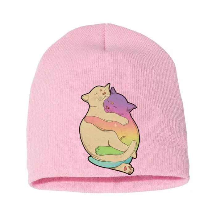 Cute Cat Love Hugging Out Short Acrylic Beanie