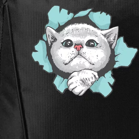 Cute Cat Through Hole City Backpack