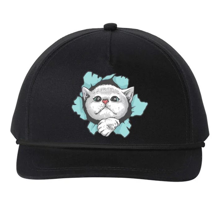 Cute Cat Through Hole Snapback Five-Panel Rope Hat