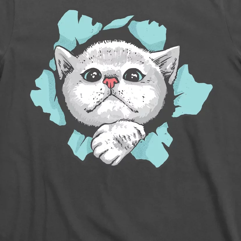 Cute Cat Through Hole T-Shirt