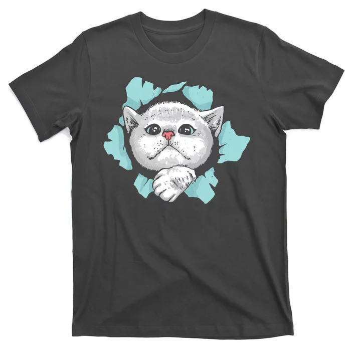 Cute Cat Through Hole T-Shirt