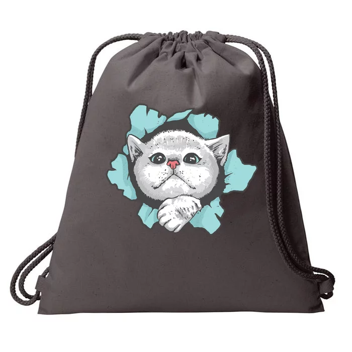 Cute Cat Through Hole Drawstring Bag