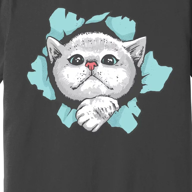 Cute Cat Through Hole Premium T-Shirt