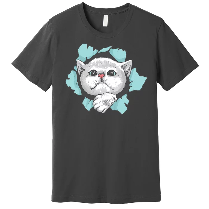 Cute Cat Through Hole Premium T-Shirt