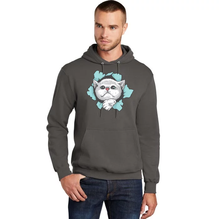 Cute Cat Through Hole Tall Hoodie