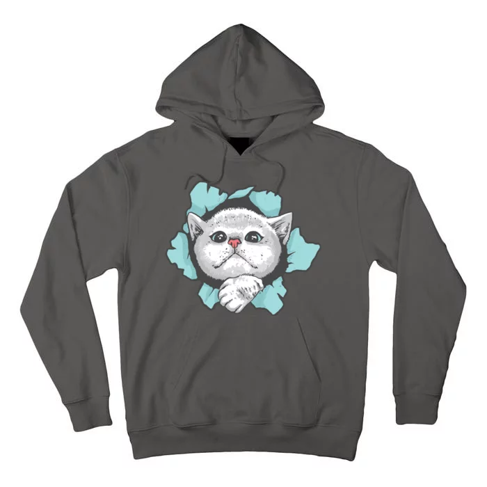 Cute Cat Through Hole Tall Hoodie