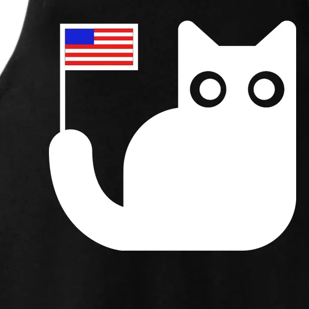 Cute Cat USA Tail Flag Ladies Tri-Blend Wicking Tank