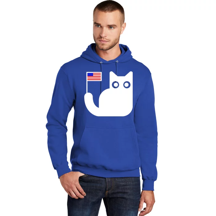 Cute Cat USA Tail Flag Hoodie