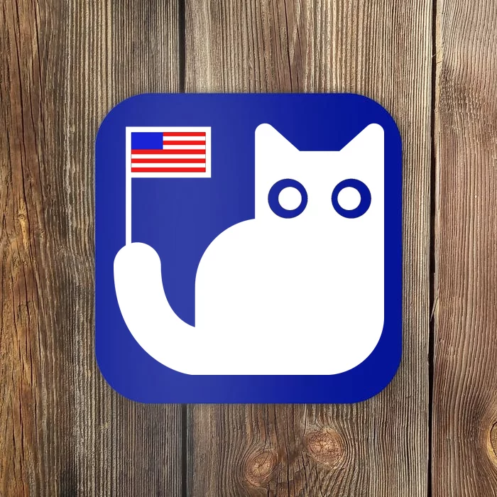 Cute Cat USA Tail Flag Coaster