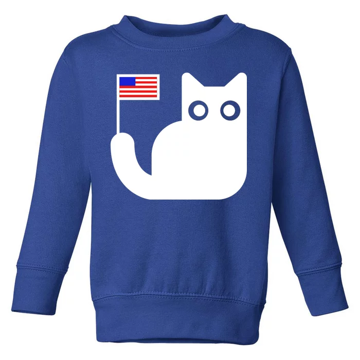 Cute Cat USA Tail Flag Toddler Sweatshirt