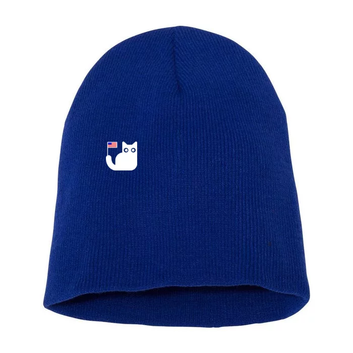 Cute Cat USA Tail Flag Short Acrylic Beanie