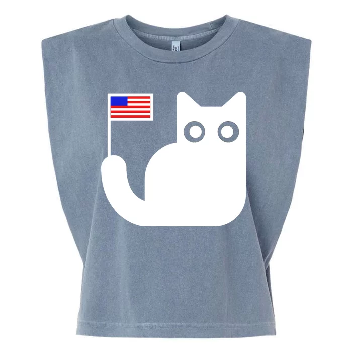 Cute Cat USA Tail Flag Garment-Dyed Women's Muscle Tee