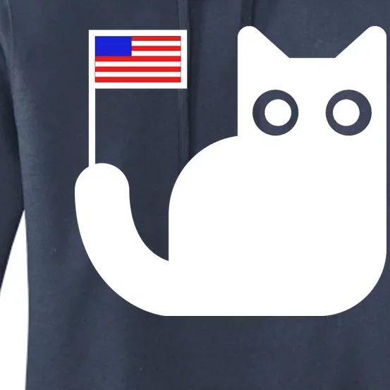 Cute Cat USA Tail Flag Women's Pullover Hoodie