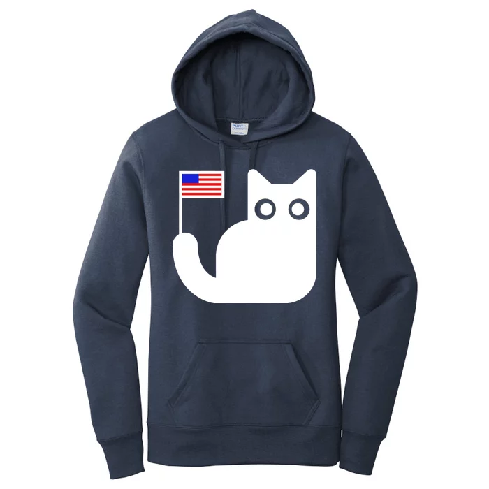 Cute Cat USA Tail Flag Women's Pullover Hoodie