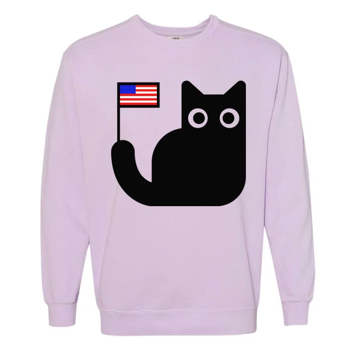 Cute Cat USA Tail Flag Garment-Dyed Sweatshirt