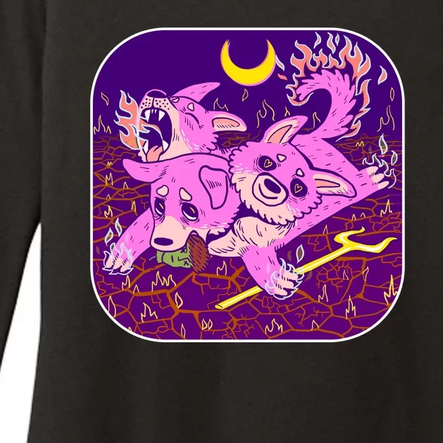 Cute Cerberus 3 Headed Puppy Dog of Hell Womens CVC Long Sleeve Shirt