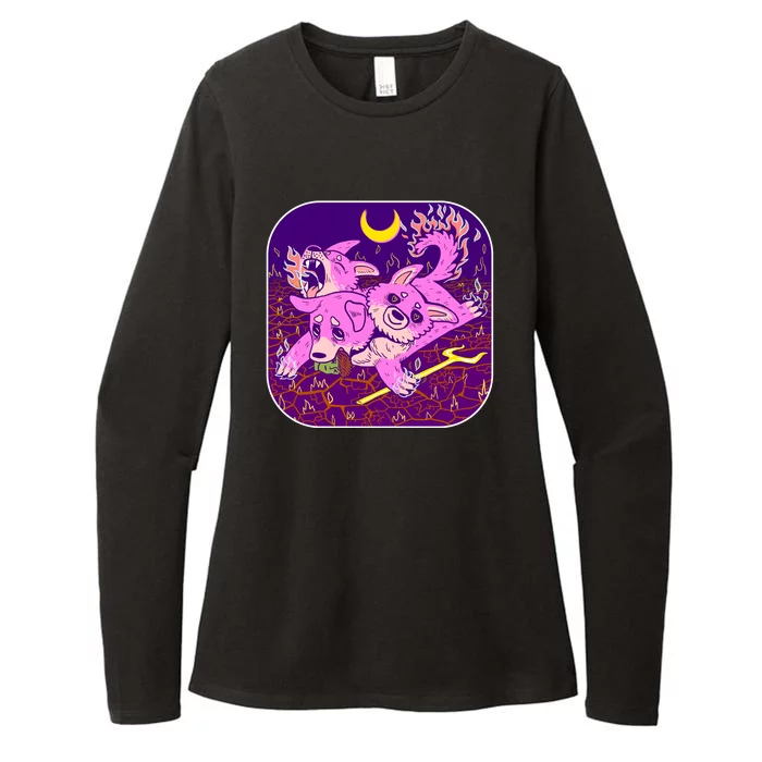 Cute Cerberus 3 Headed Puppy Dog of Hell Womens CVC Long Sleeve Shirt