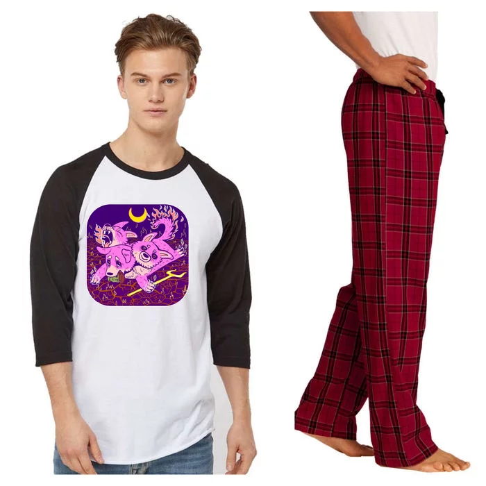 Cute Cerberus 3 Headed Puppy Dog of Hell Raglan Sleeve Pajama Set