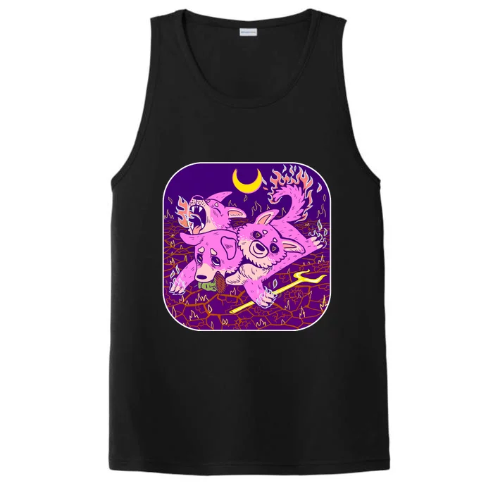 Cute Cerberus 3 Headed Puppy Dog of Hell Performance Tank