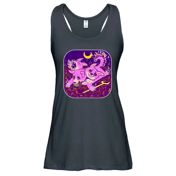 Cute Cerberus 3 Headed Puppy Dog of Hell Ladies Essential Flowy Tank