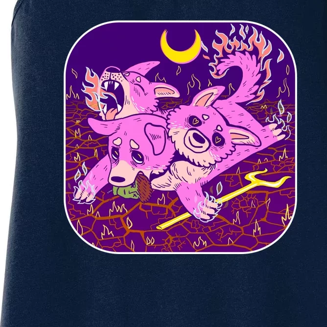 Cute Cerberus 3 Headed Puppy Dog of Hell Women's Racerback Tank