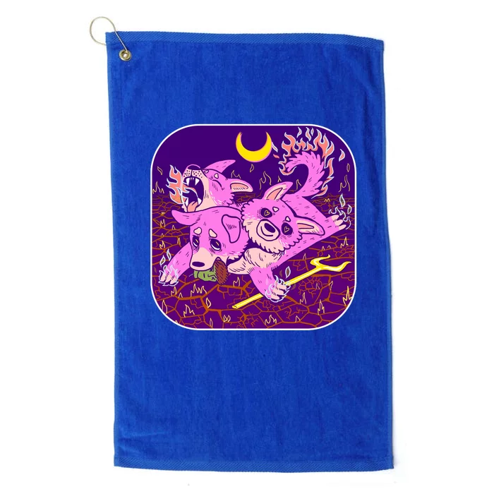 Cute Cerberus 3 Headed Puppy Dog of Hell Platinum Collection Golf Towel