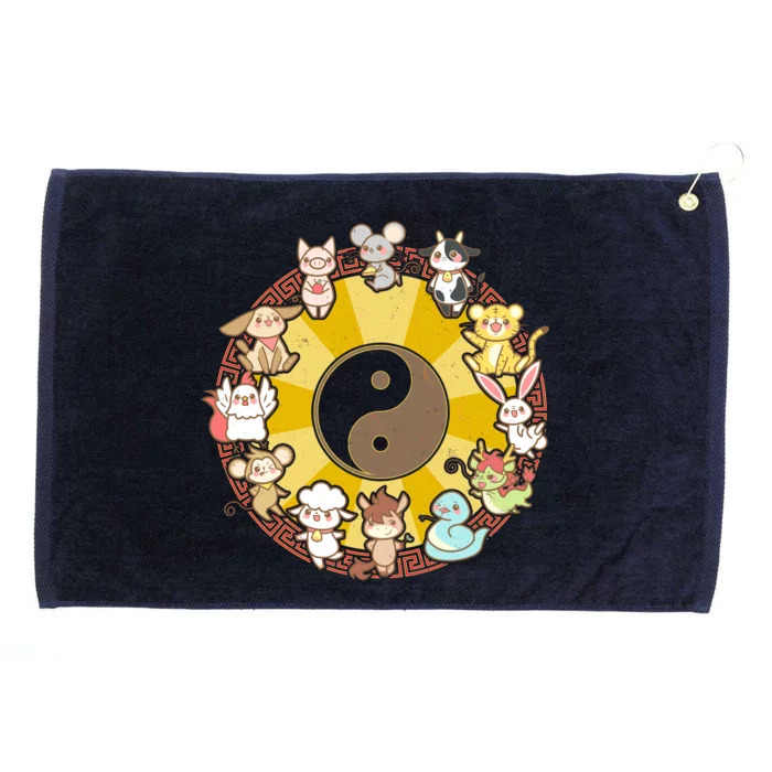 Cute Chinese Zodiac Animals Grommeted Golf Towel