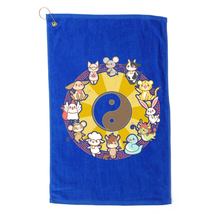 Cute Chinese Zodiac Animals Platinum Collection Golf Towel