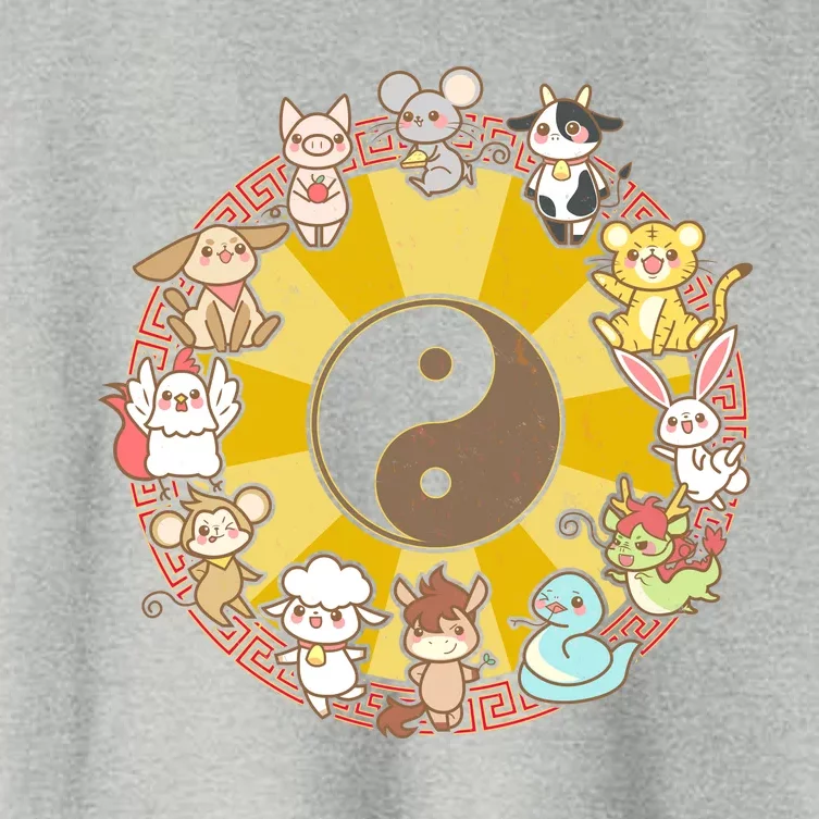 Cute Chinese Zodiac Animals Women's Crop Top Tee