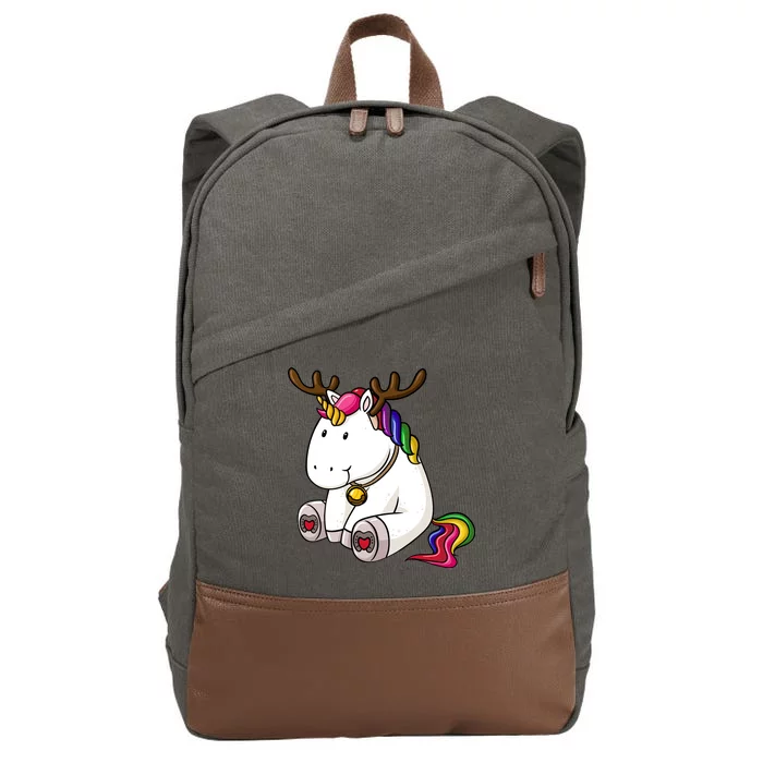 Cute Christmas Comic Reindeer Unicorn Cotton Canvas Backpack