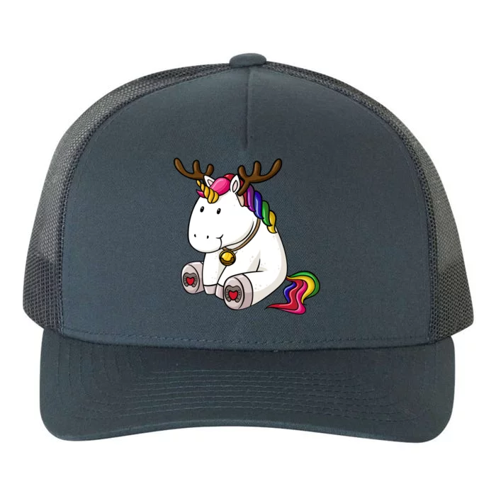 Cute Christmas Comic Reindeer Unicorn Yupoong Adult 5-Panel Trucker Hat