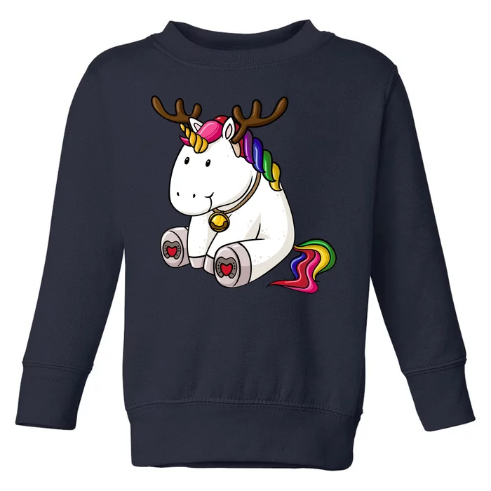 Cute Christmas Comic Reindeer Unicorn Toddler Sweatshirt