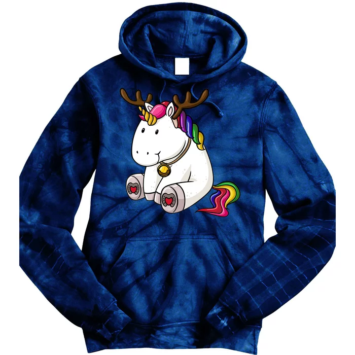 Cute Christmas Comic Reindeer Unicorn Tie Dye Hoodie