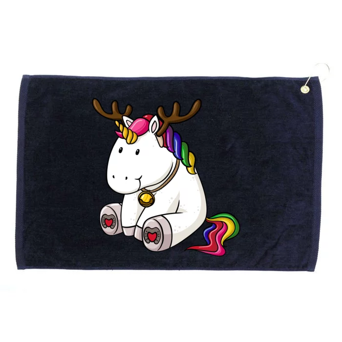 Cute Christmas Comic Reindeer Unicorn Grommeted Golf Towel