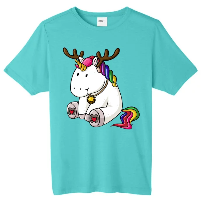 Cute Christmas Comic Reindeer Unicorn ChromaSoft Performance T-Shirt