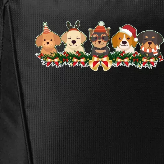 Cute Christmas Dogs Puppies Holly Garland City Backpack