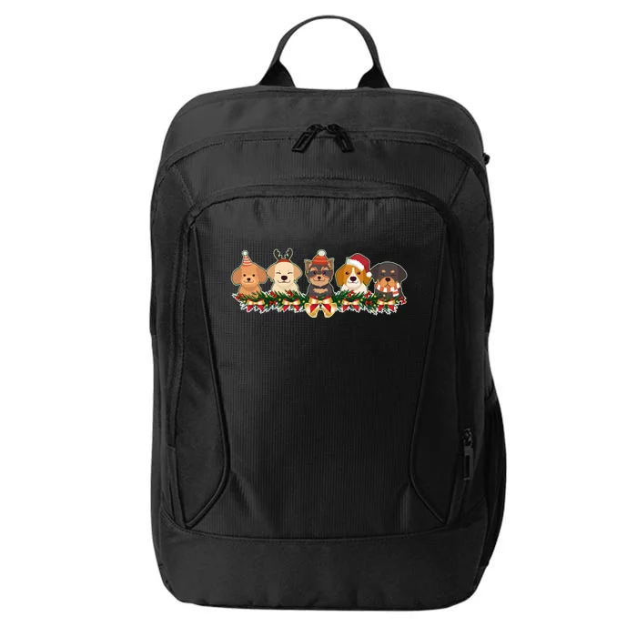 Cute Christmas Dogs Puppies Holly Garland City Backpack