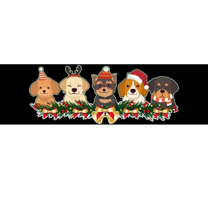 Cute Christmas Dogs Puppies Holly Garland Bumper Sticker