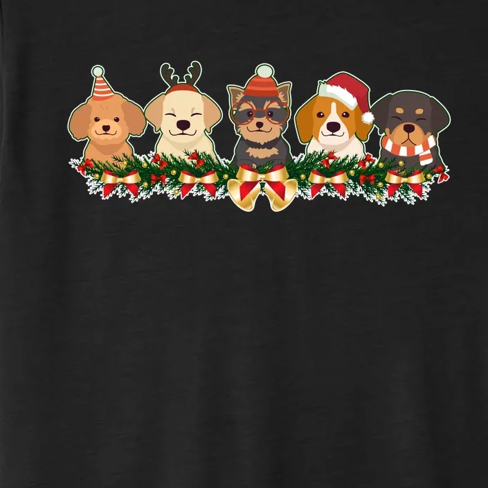 Cute Christmas Dogs Puppies Holly Garland ChromaSoft Performance T-Shirt