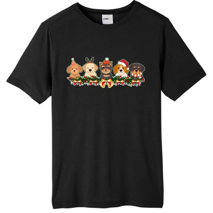 Cute Christmas Dogs Puppies Holly Garland ChromaSoft Performance T-Shirt