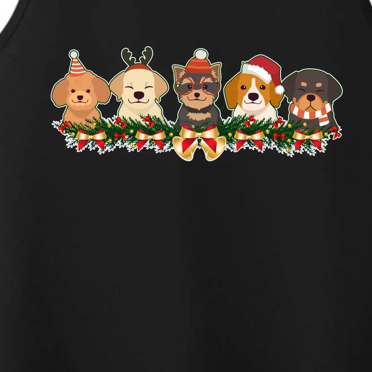 Cute Christmas Dogs Puppies Holly Garland Performance Tank