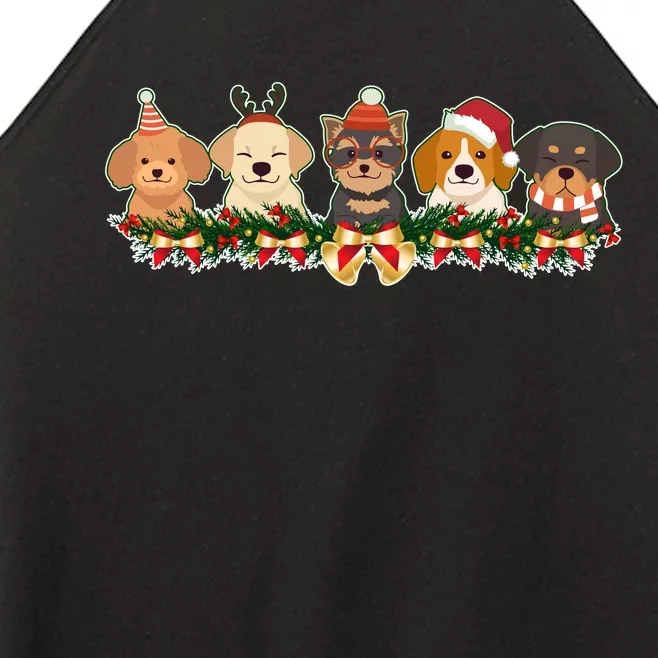 Cute Christmas Dogs Puppies Holly Garland Women’s Perfect Tri Rocker Tank