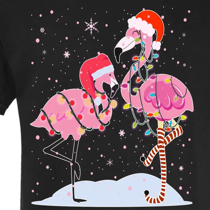 Cute Christmas Festive Flamingos Garment-Dyed Heavyweight T-Shirt