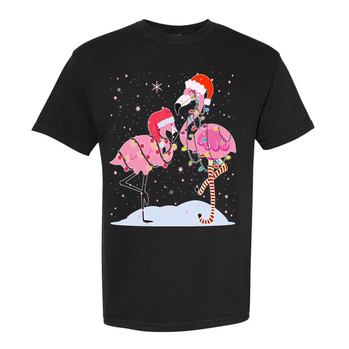 Cute Christmas Festive Flamingos Garment-Dyed Heavyweight T-Shirt