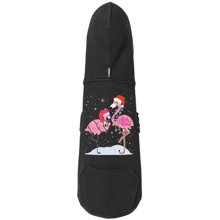 Cute Christmas Festive Flamingos Doggie 3-End Fleece Hoodie