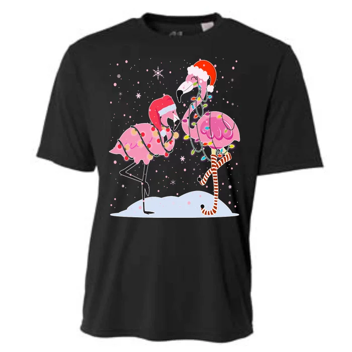 Cute Christmas Festive Flamingos Cooling Performance Crew T-Shirt