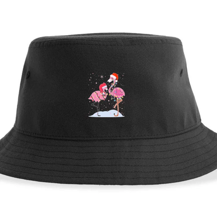 Cute Christmas Festive Flamingos Sustainable Bucket Hat