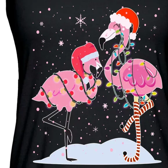 Cute Christmas Festive Flamingos Ladies Essential Flowy Tank