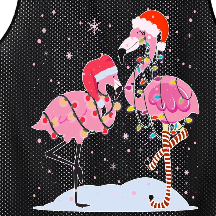 Cute Christmas Festive Flamingos Mesh Reversible Basketball Jersey Tank