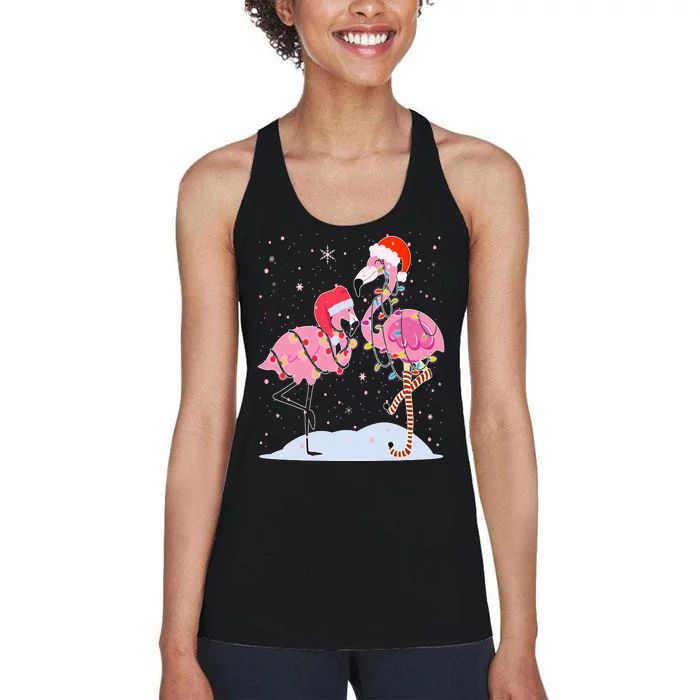 Cute Christmas Festive Flamingos Women's Racerback Tank